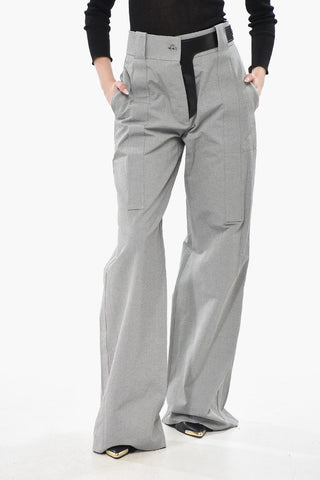 Cotton-Blend Palazzo Pants With Leather Detail