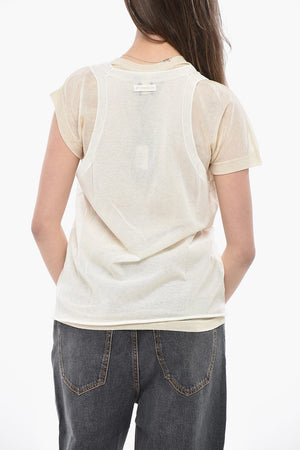 Cotton-Crepe Blend Double-Fabric Top MARK