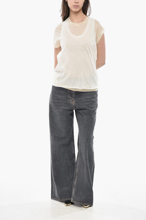 Cotton-Crepe Blend Double-Fabric Top MARK