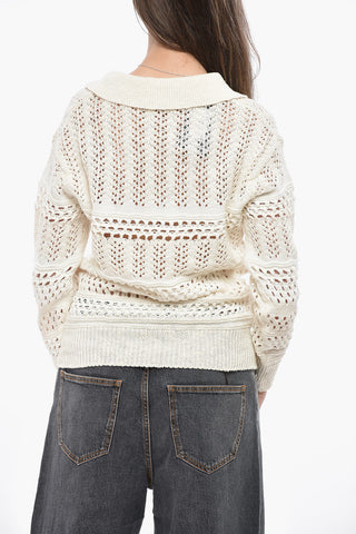 Maglia in Misto Lino OpenWork GORZANO con Collo a Polo