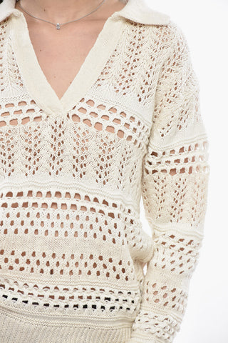 Maglia in Misto Lino OpenWork GORZANO con Collo a Polo