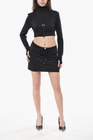 Jersey Miniskirt with Drawstring Waist