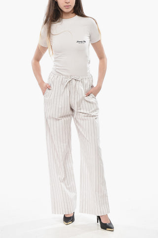 Palazzo Trousers HYPNOSTA Hairline-Pattern Cotton
