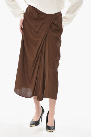 Chiffon-Midi-Rock mit vorderer Falte