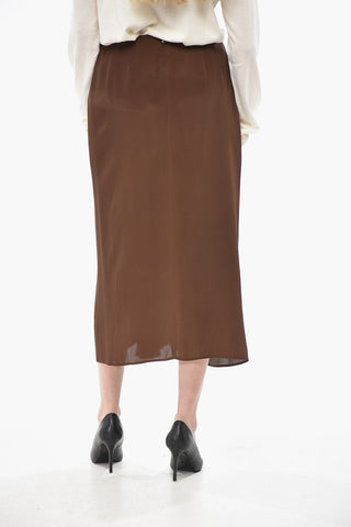 Chiffon-Midi-Rock mit vorderer Falte