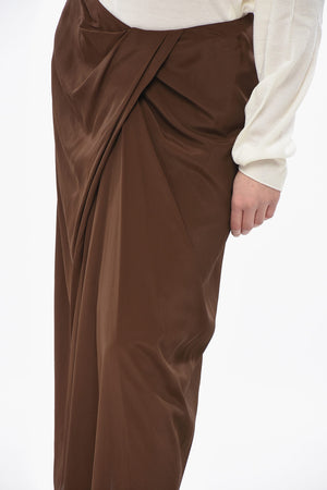Chiffon-Midi-Rock mit vorderer Falte