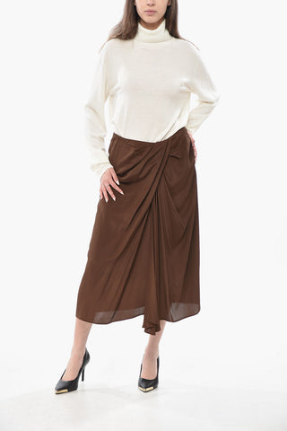 Chiffon-Midi-Rock mit vorderer Falte