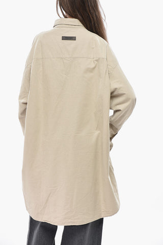 ESSENTIALS Solid-Color Shirt with Button-Down Collar