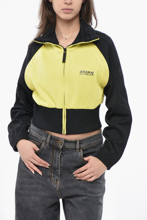 ADIDAS Cropped Zip-Up Sweatshirt with Contrast Sleeves