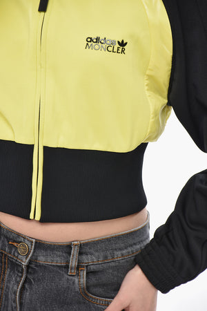 ADIDAS Cropped Zip-Up Sweatshirt with Contrast Sleeves