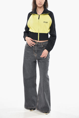 ADIDAS Felpa Crop Zip-up con Maniche a Contrasto