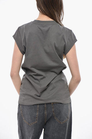 Crewneck T-Shirt QUEEN With Print And Rhinestones
