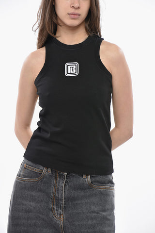 Tanktop aus Baumwollmischung mit besticktem Logo