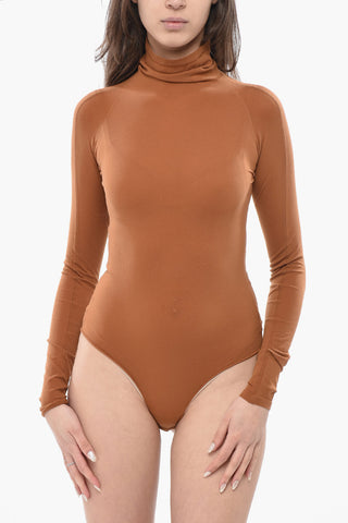 Body a Collo Alto in Tessuto Stretch