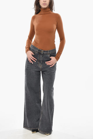 Body a Collo Alto in Tessuto Stretch