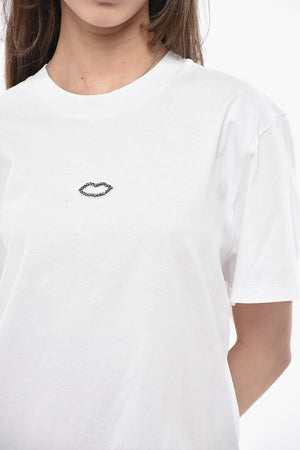 Cotton T-Shirt KISS with Rhinestone Detail
