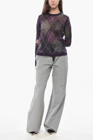 Maglia in Misto Mohair Extrafine con Motivo a Scacchi