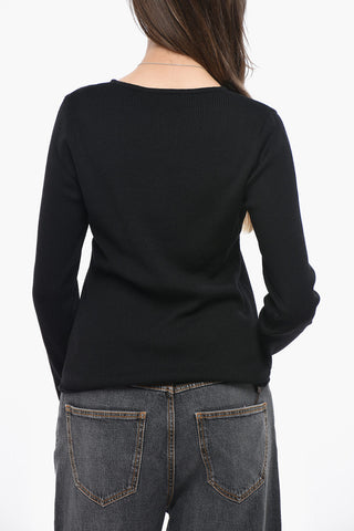 Ribbed Crewneck with Buttons