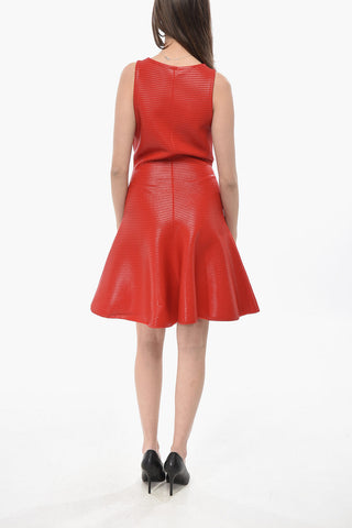 Flared Ribbed Dress With V-Neck