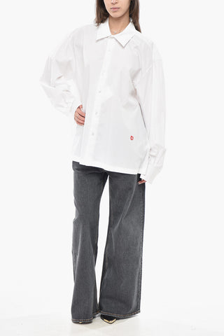 Camicia Oversized in Cotone con Collo Italiano