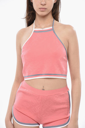 Halter-Top aus Jacquardstrick mit offenem Rücken