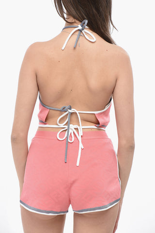 Halter-Top aus Jacquardstrick mit offenem Rücken