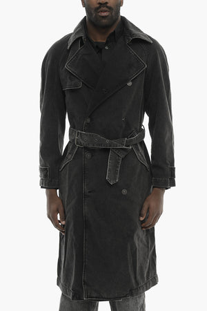 Doppelreihiger Trenchcoat D-DELIRIOUS aus Denim mit Gürtel