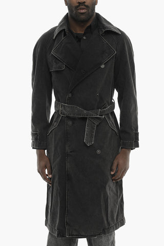 Doppelreihiger Trenchcoat D-DELIRIOUS aus Denim mit Gürtel
