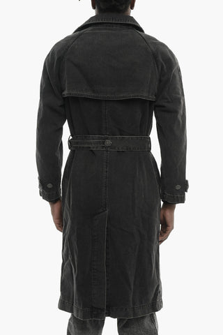 Doppelreihiger Trenchcoat D-DELIRIOUS aus Denim mit Gürtel