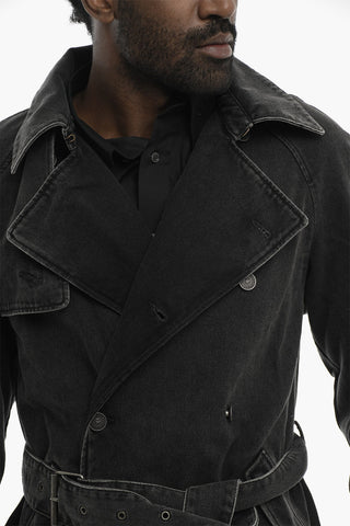 Doppelreihiger Trenchcoat D-DELIRIOUS aus Denim mit Gürtel