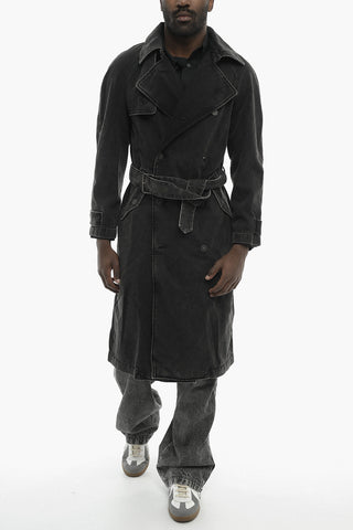 Doppelreihiger Trenchcoat D-DELIRIOUS aus Denim mit Gürtel
