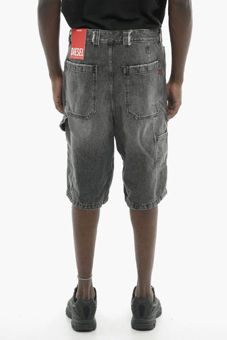 Denim Shorts D-LIVERY with Logo Buttons