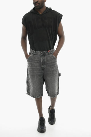 Denim Shorts D-LIVERY with Logo Buttons