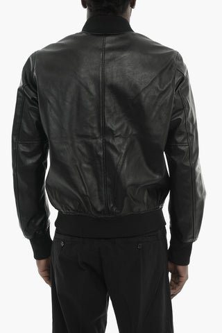 Vegan Leather Bomber Jacket L-ABBOT-NEW with Embossed Logo