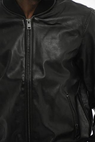 Vegan Leather Bomber Jacket L-ABBOT-NEW with Embossed Logo