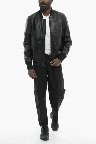 Vegan Leather Bomber Jacket L-ABBOT-NEW with Embossed Logo