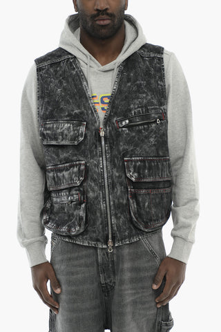Denim-Utility-Jacke D-SAMP Ohne Ärmel