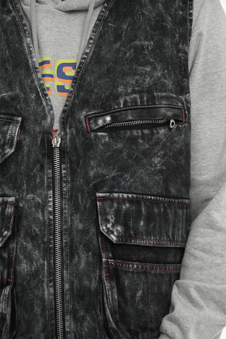 Denim-Utility-Jacke D-SAMP Ohne Ärmel