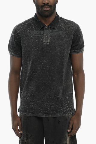 Cotton Blend Polo T-SMITH-N2 Vintage Effect
