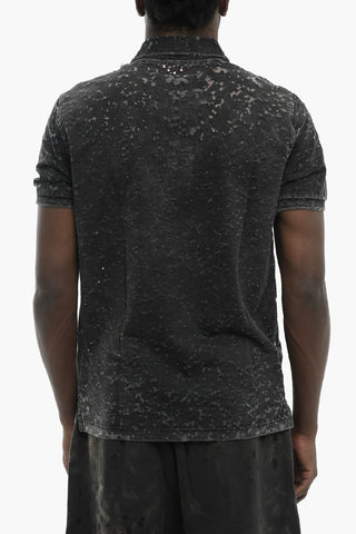 Cotton Blend Polo T-SMITH-N2 Vintage Effect