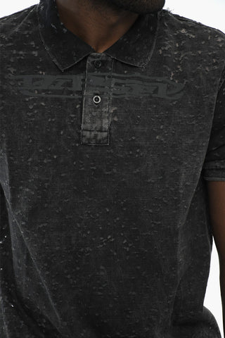 Cotton Blend Polo T-SMITH-N2 Vintage Effect