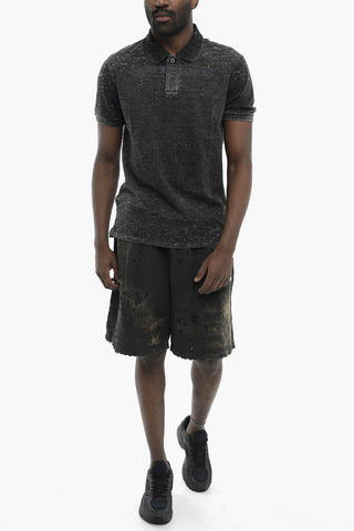 Cotton Blend Polo T-SMITH-N2 Vintage Effect