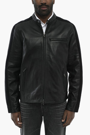 Leather and Denim Jacket L-SIMZ in Solid Color