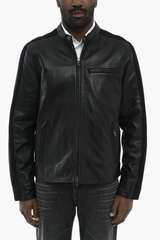 Leder- und Denimjacke L-SIMZ einfarbig