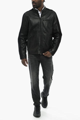 Leder- und Denimjacke L-SIMZ einfarbig