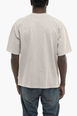 T-Shirt Girocollo in Tinta Unita con Monogram Oval-D in Rilievo