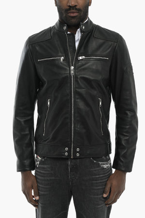 Leather Jacket L-BOY-R-NEW with Embossed Logo
