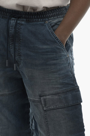 Stretch Denim Cargo Jogg Jeans 2050 D-KROOLEY With 18cm Elastic Waist