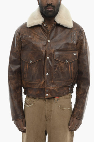 Leather Jacket L-MUDDY With Fur Collar
