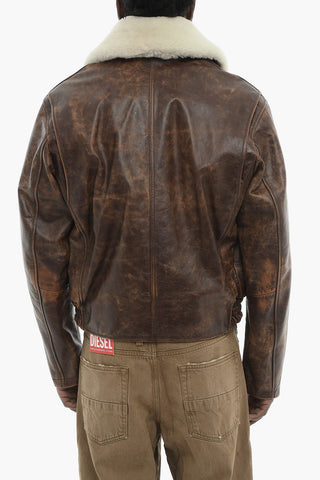 Leather Jacket L-MUDDY With Fur Collar